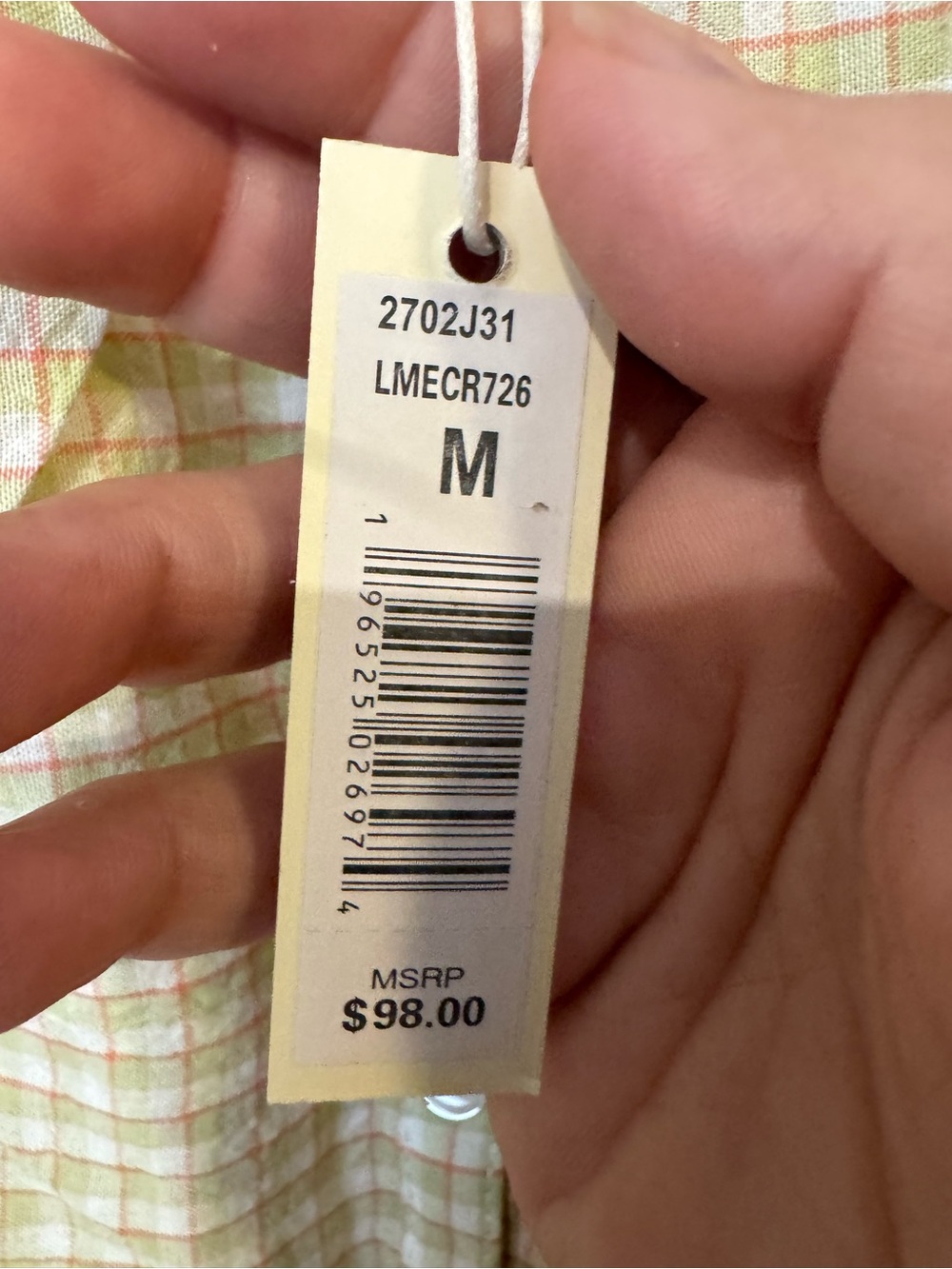 Max Studio NWT Cotton Plaid Peasant Blouse Green Balloon Sleeve Medium M - Picture 7 of 10